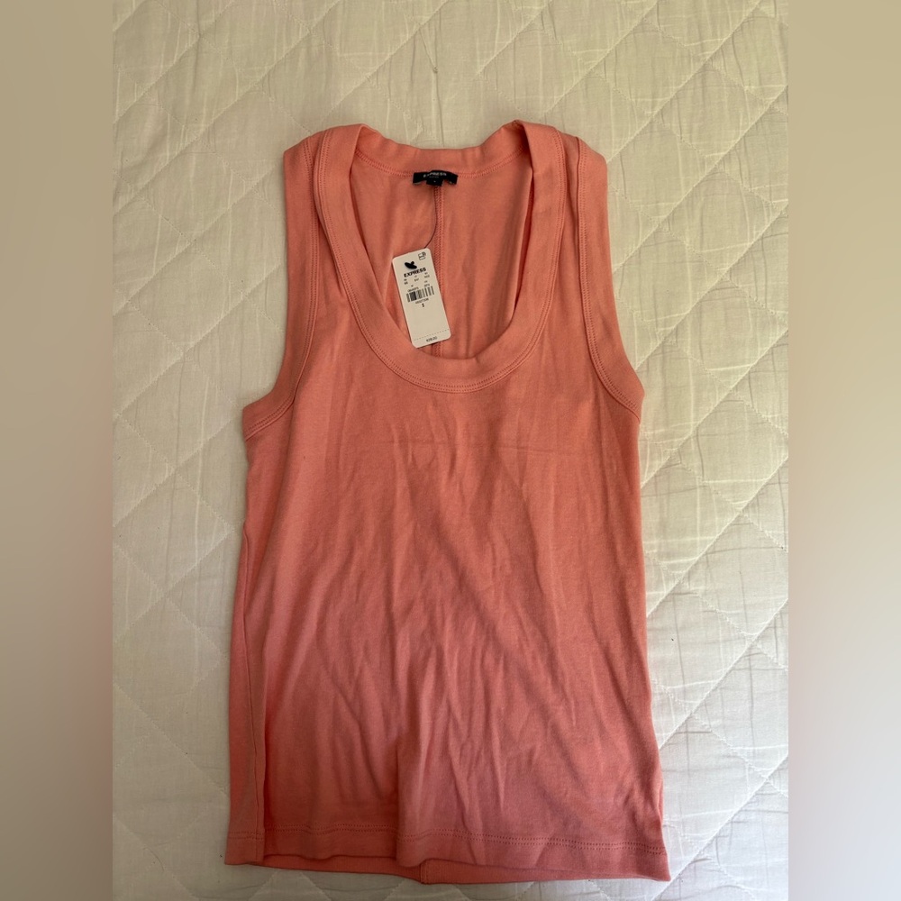 Express Pink Fitted Sleeveless Tank Top
